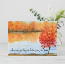 Autumn Greeting Card, Flat, Set of 3, Quote "For everything there is a season." Watercolor Fall Landscape, Fall Greeting Card to Frame, 5 X 7, Blank