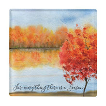 Autumn Glass Coaster, Quote "For everything there is a season." Watercolor Fall Landscape, Fall Decor, Fall Coaster, Fall Gift, Thanksgiving