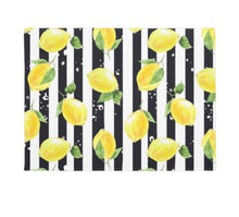 Lemon Door Mat, Yellow Lemon and Stripe, Black and White Stripe, Indoor Outdoor Rug, Citrus Home Decor, Lemon Decor, Front Porch