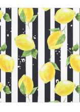 Lemon Door Mat, Yellow Lemon and Stripe, Black and White Stripe, Indoor Outdoor Rug, Citrus Home Decor, Lemon Decor, Front Porch