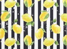 Lemon Door Mat, Yellow Lemon and Stripe, Black and White Stripe, Indoor Outdoor Rug, Citrus Home Decor, Lemon Decor, Front Porch