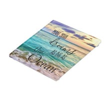 Ocean Gift Set of 2, Glass Coaster "Make Your Dreams As Big As the Ocean" Matching Flat Card w/Envelope, Beach Ocean Theme Gifts