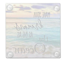Ocean Gift Set of 2, Glass Coaster "Make Your Dreams As Big As the Ocean" Matching Flat Card w/Envelope, Beach Ocean Theme Gifts
