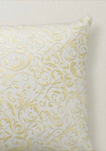 Throw Pillow, Gold and White Damask, Pillow and Insert