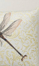 Dragonfly Pillow, Gold Damask, Pillow and Insert