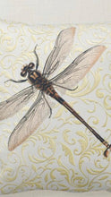 Dragonfly Pillow, Gold Damask, Pillow and Insert