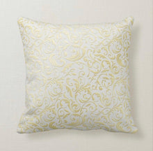 Christmas Throw Pillow, Gold Damask, "Merry Christmas" Christmas Tree, Pillow and Insert, Christmas Decor, Two Pillows in One