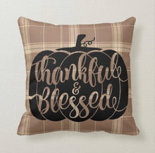 Halloween and Thanksgiving Pillow, October 31, Thankful and Blessed Fall Plaid Pillow, Fall Decor, Two Pillows in One, Pillow and Cover