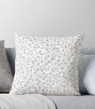 Set of 2 Pillows, Gray and White Floral Throw Pillows, 20 X 20, Botanic Pattern, Pillow and Cover
