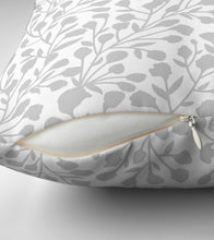 Set of 2 Pillows, Gray and White Floral Throw Pillows, 20 X 20, Botanic Pattern, Pillow and Cover