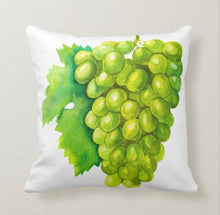 Wine Pillow, Wine Tastes Better On The Pond, Words, Watercolor Grave Vine, Green Grape Cluster, Wine Throw Pillow, Porch Pillow
