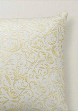 Throw Pillow "Overflowing With Gratitude" Gold and White Damask, Pillow and Insert