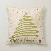 Christmas Throw Pillow, Gold Damask, "Merry Christmas" Christmas Tree, Pillow and Insert, Christmas Decor, Two Pillows in One
