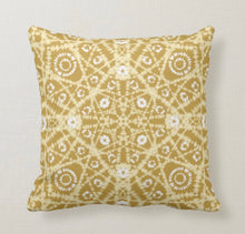 Tie Dye Throw Pillow, Golden Tan, Pillow and Insert, Boho Pillow, 16 X 16, Totally Washable