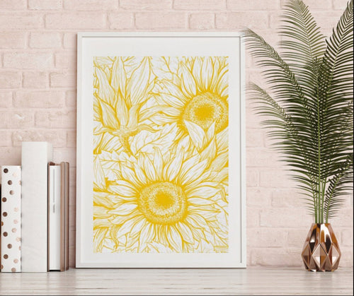 Sunflower Wall Art, Sunflower Print, Poster, Ready to Frame, Sunflower Wall Decor, Sunflower Home Decor, Sunflower Floral Print