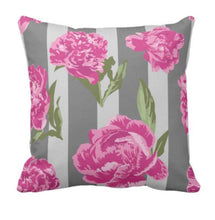 Pillow, Retro Truck and Floral, Gray, Green, Pink "Planted" Two Pillows in One, Cover and Insert, Spring Throw Pillow, Covered Porch Pillow