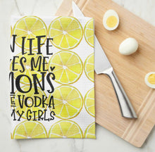 Funny Kitchen Towel, Lemon Pattern, "When Life Gives Me Lemons..." Gift For Her, Lemon Kitchen