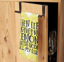 Funny Kitchen Towel, Lemon Pattern, "When Life Gives Me Lemons..." Gift For Her, Lemon Kitchen