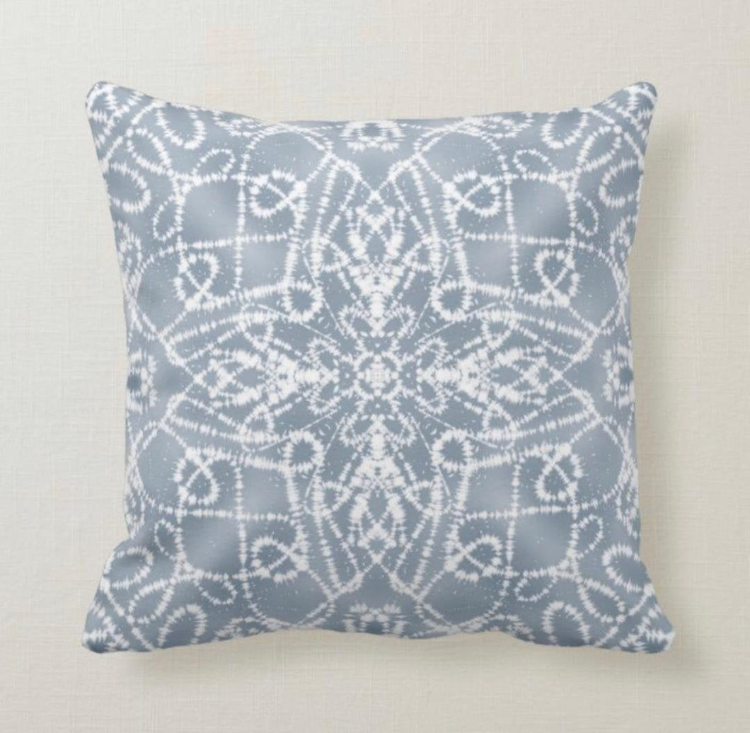 Tie Dye Throw Pillow, Blue, Pillow and Insert, Boho Pillow, 16 X 16, Totally Washable