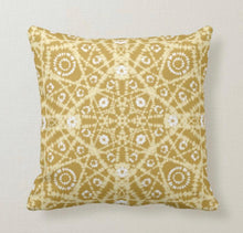 Tie Dye Throw Pillow, Golden Tan, Pillow and Insert, Boho Pillow, 16 X 16, Totally Washable