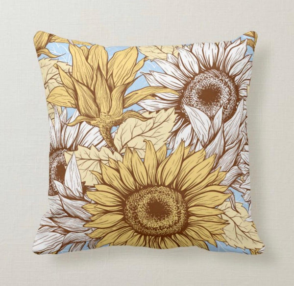 Sunflower Pillow, Pillow and Insert, 16 X 16, Totally Washable, Sunflower Home Decor, Front Porch Pillow, Floral Pillow