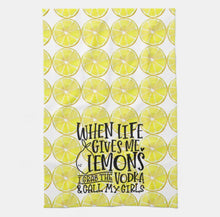 Funny Kitchen Towel, Lemon Pattern, "When Life Gives Me Lemons..." Gift For Her, Lemon Kitchen