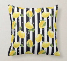 Lemon Placemat Set of 2, Black and White Stripe, Lemon and Stripe, Polyester Twill Placemats