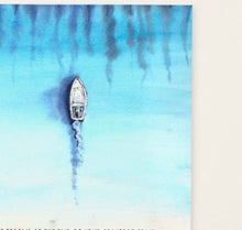 Ocean Tabletop Plaque with Easel, Watercolor Ocean, Boat, Quote "Life Begins at the End of Your Comfort Zone" Ocean Theme Decor, Office