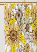 Polyester Sunflower Shower Curtain, Sunflower Floral Print, Sunflower Bath Decor, Yellow, White, Brown and Mint, Earth Tones