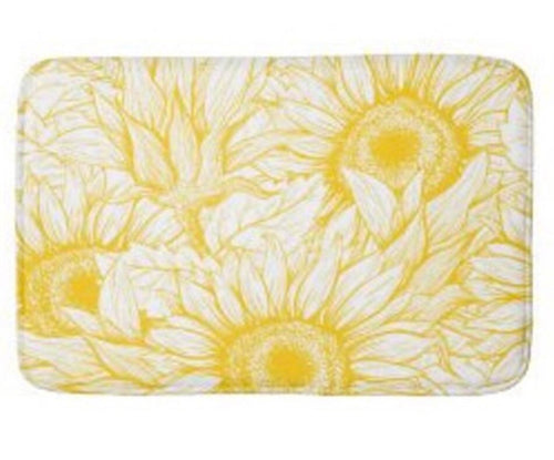 Yellow Sunflower Bath Mat, Sunflower Floral Print, Sunflower Bath Decor, Yellow and White Sunflower Design
