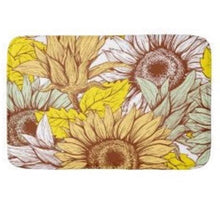 Sunflower Bath Mat, Sunflower Floral Print, Sunflower Bath Decor, Yellow, Brown, Sage Sunflower Design
