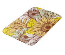 Polyester Sunflower Shower Curtain, Sunflower Floral Print, Sunflower Bath Decor, Yellow, White, Brown and Mint, Earth Tones