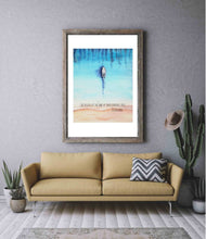 Ocean Wall Art, Ocean and Boat Wall Art Print, Watercolor Ocean, Boat, Quote "Life Begins at the End of Your Comfort Zone" Wall Decor