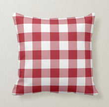 Pillow Red and White Checkered, Buffalo Plaid Pillow, Summer Front Porch Pillow, Christmas Checked Pillow, Red and White Plaid