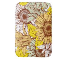 Sunflower Bath Mat, Sunflower Floral Print, Sunflower Bath Decor, Yellow, Brown, Sage Sunflower Design