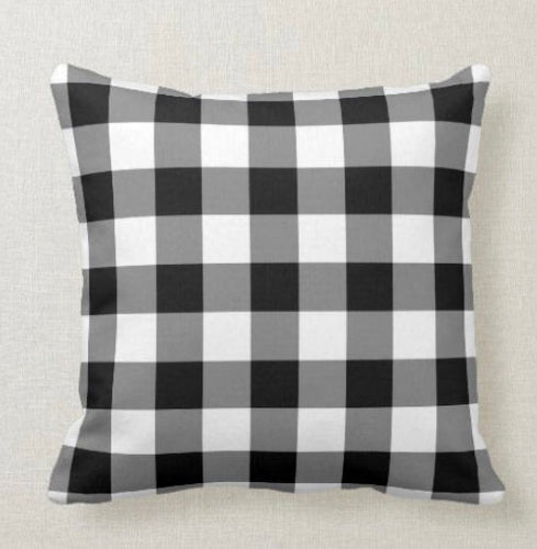 Buffalo Plaid Throw Pillow, Black and White, Checked Pillow, 16 X 16, Pillow and Insert