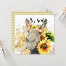 Sunflower Flat Card Set of 3 "Hay Girl" Watercolor Donkey with Sunflowers, Blank Cards, Cards for Her, Fall Greeting Cards, Sunflower Cards
