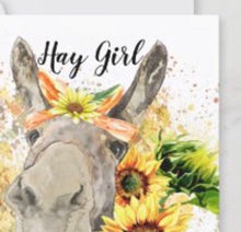 Sunflower Flat Card Set of 3 "Hay Girl" Watercolor Donkey with Sunflowers, Blank Cards, Cards for Her, Fall Greeting Cards, Sunflower Cards