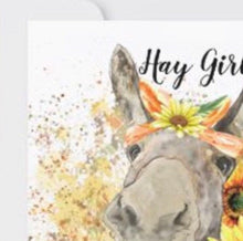 Sunflower Flat Card Set of 3 "Hay Girl" Watercolor Donkey with Sunflowers, Blank Cards, Cards for Her, Fall Greeting Cards, Sunflower Cards