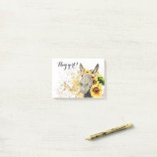 Sunflower Post-It Notes  "Hay Girl" Watercolor Donkey with Sunflowers, Gifts for Her, Fall Sunflower Gifts,