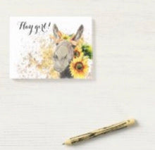 Sunflower Post-It Notes  "Hay Girl" Watercolor Donkey with Sunflowers, Gifts for Her, Fall Sunflower Gifts,
