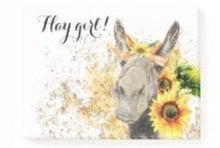 Sunflower Post-It Notes  "Hay Girl" Watercolor Donkey with Sunflowers, Gifts for Her, Fall Sunflower Gifts,
