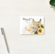 Sunflower Post-It Notes  "Hay Girl" Watercolor Donkey with Sunflowers, Gifts for Her, Fall Sunflower Gifts,