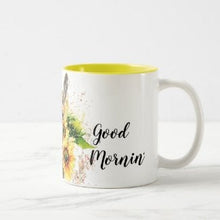 Sunflower Donkey Mug, Mug with Words,  Hay you, Good mornin', Watercolor Donkey with Sunflowers, Gifts for Her, Sunflower Mug, Hostess Gift