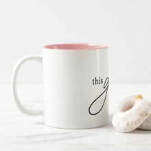 Ceramic Mug "this girl can" White and Pink Mug, Gift for Her, Encouraging Mug with Words