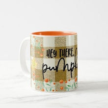 Ceramic Mug "Hey There Pumpkin" Buffalo Plaid, Pumpkins, Fall Mug, Gift for Her, Mug for Her, Mug  Fall Hostess Gift, Fall Friendship Gift