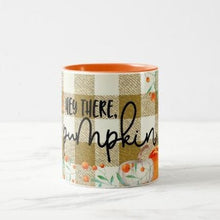 Ceramic Mug "Hey There Pumpkin" Buffalo Plaid, Pumpkins, Fall Mug, Gift for Her, Mug for Her, Mug  Fall Hostess Gift, Fall Friendship Gift
