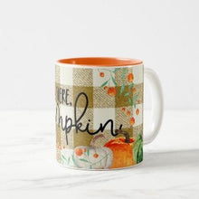 Ceramic Mug "Hey There Pumpkin" Buffalo Plaid, Pumpkins, Fall Mug, Gift for Her, Mug for Her, Mug  Fall Hostess Gift, Fall Friendship Gift