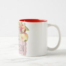 Fall Apple Ceramic Mug, "Fall Apple Pickin'" White and Red, Two Tone 11 oz mug, Gift Mug With Words, Apple Pickin' Mug