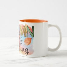Fall Ceramic Mug, "Autumn Leaves Are Falling'" Two Tone 11 oz mug, Gift Mug With Words, Autumn Leaves Mug, Gift for Her FREE Shipping!